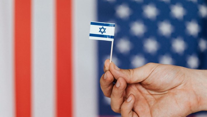 crop person showing handmade flag of israel